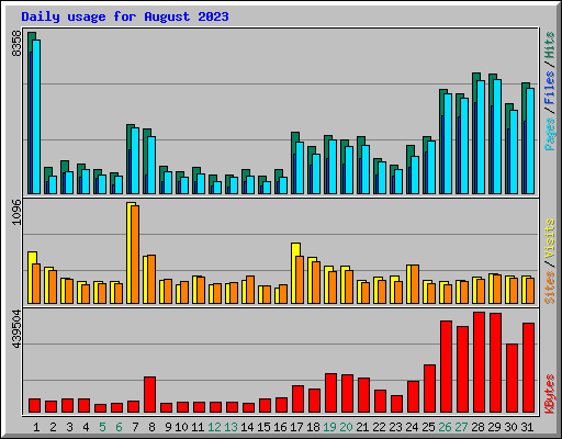 Daily usage for August 2023
