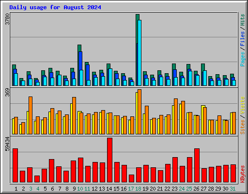Daily usage for August 2024