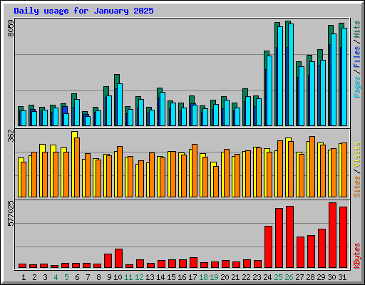 Daily usage for January 2025