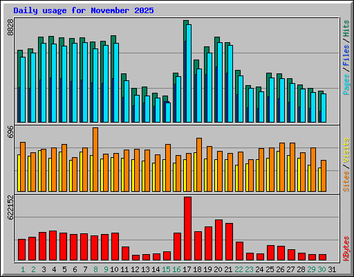 Daily usage for November 2025