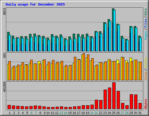 Daily usage for December 2025
